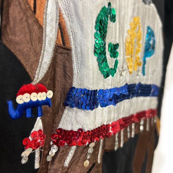 Designers Originals by Jill Rogers Vintage Graphic Shirt GOP 3D Embroidered Tee - Picture 5 of 13